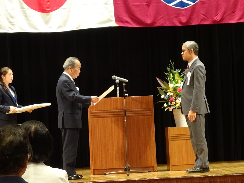 常陸太田市条例表彰式で感謝状をいただきました